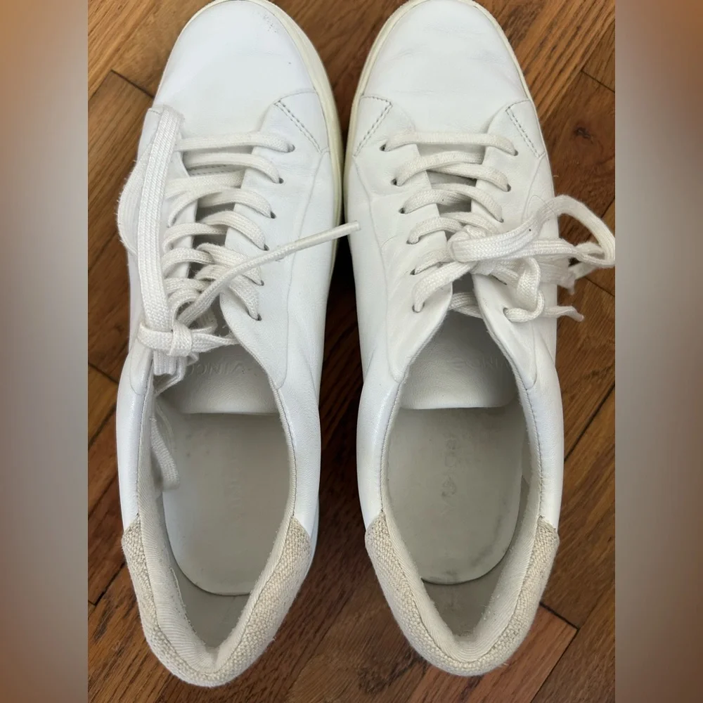 Vince Benfield Leather Platform White Sneaker Size 8 - Picture 5 of 9
